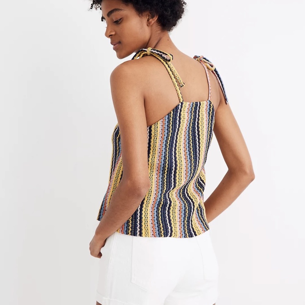 Madewell Texture and Thread Rainbow Stripe Tie Straps Size XL Festival Crochet - Picture 2 of 9